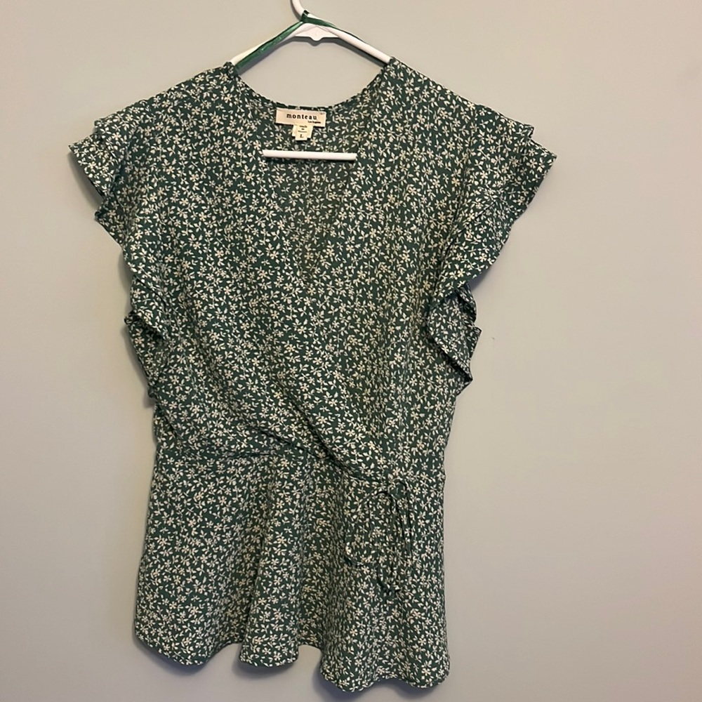 Monteau LA Floral Wrap Blouse